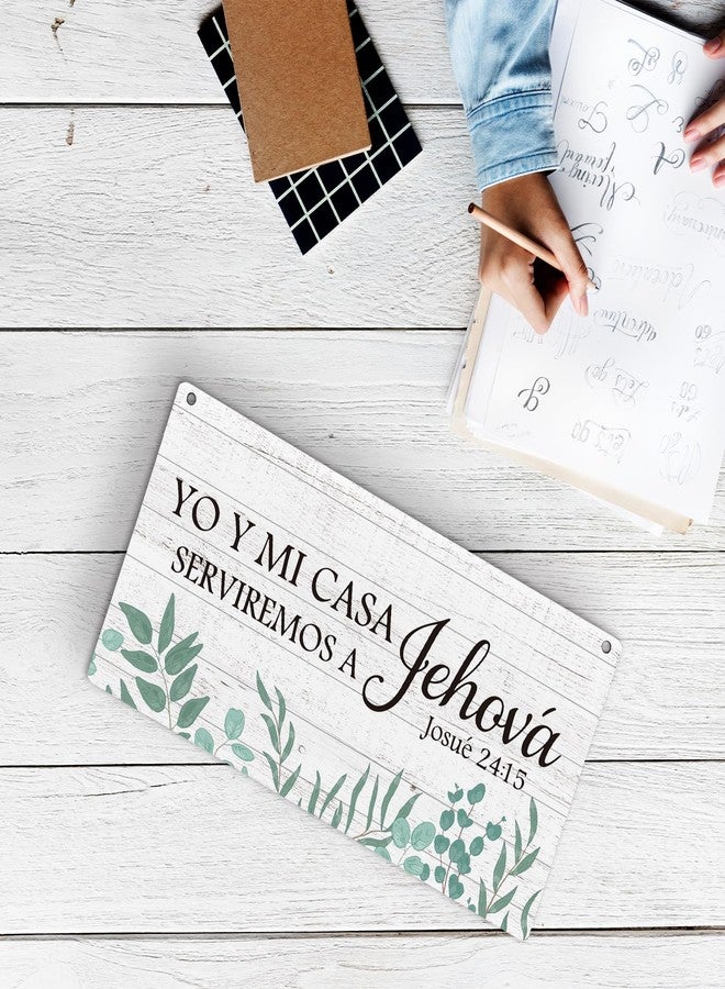 huester Christian Spanish Wood Plaque Sign, Versiculos Biblicos Pared, Christian Religious Spanish Bible Verses Home Wall Decor, Yo Y Mi Casa Serviremos A Jehova Cuadros Cristianos Wall Hanging Decor, 12x6 inches - Image 4